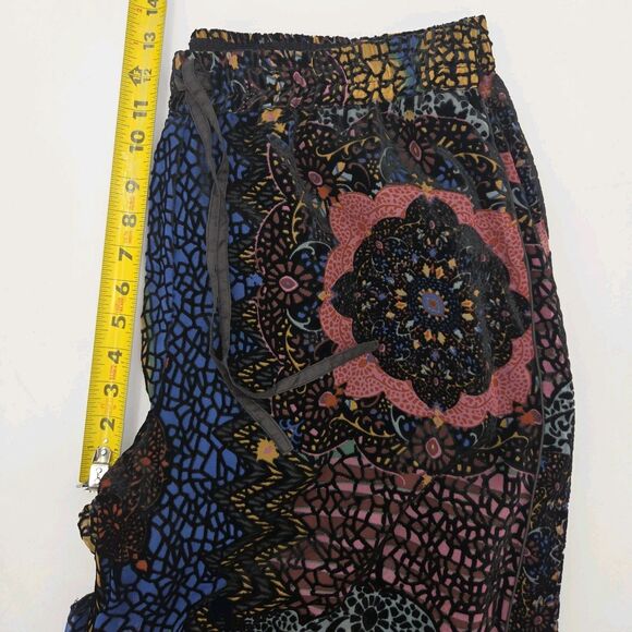 Johnny Was Axelle Wide Leg Velvet Burnout Pants Womens L Boho Patchwork Witchy - Picture 9 of 11